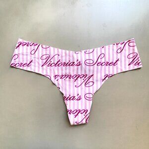 New Victoria's Secret Panty Thong Small Pink White Stripe Logo NWT